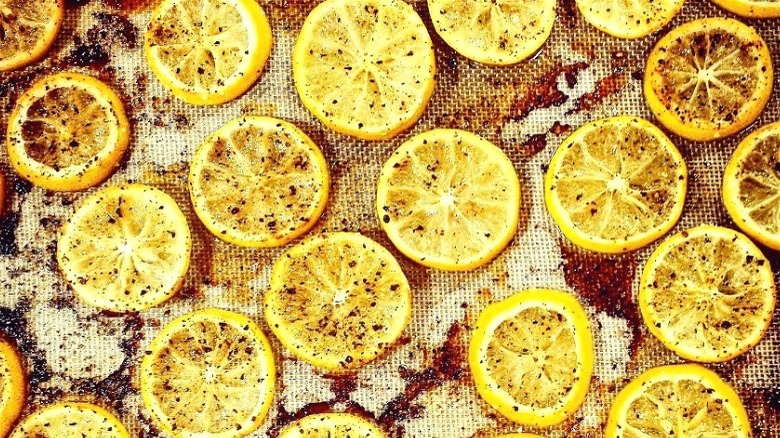 Charred broiled lemon slices