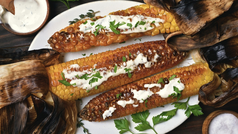 Grilled Mexican corn on cob