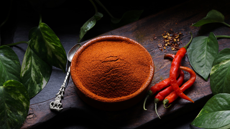 bowl of cayenne pepper and chilis