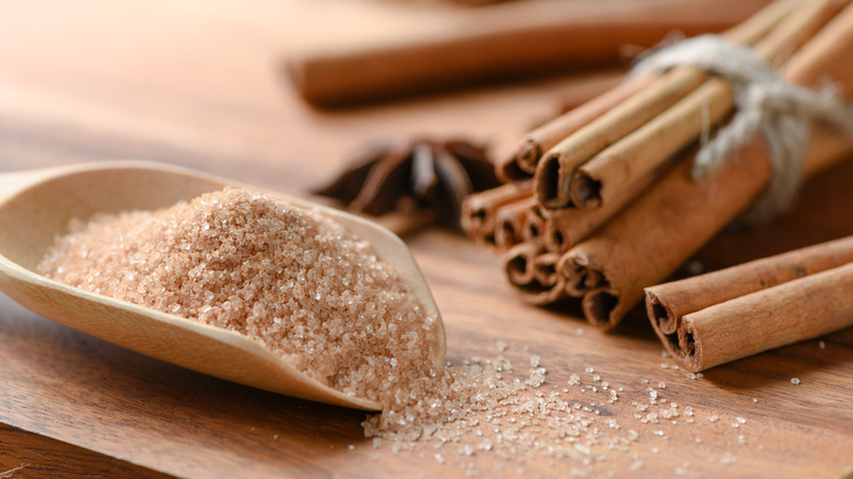 Scooper filled with cinnamon sugar