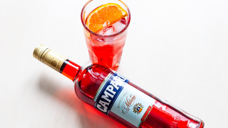 campari and cocktail white background