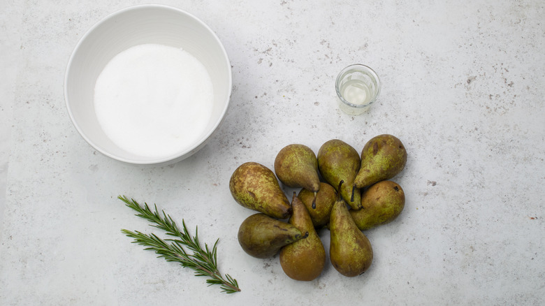 ingredients for rosemary pear jam