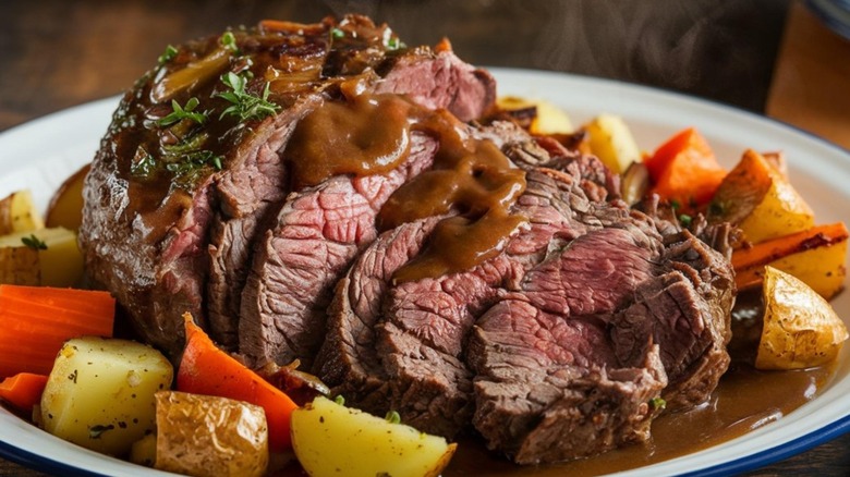 Close-up of cooked pot roast