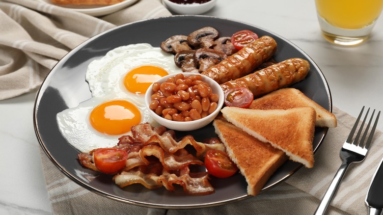 plate of full english breakfast