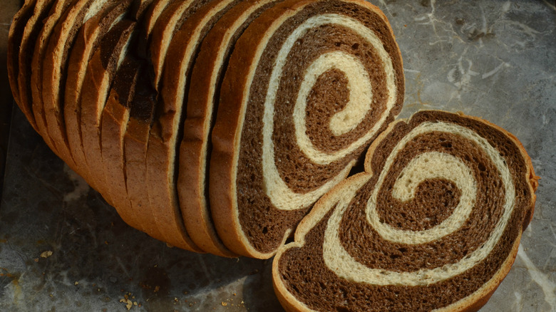 roll of sliced marbled rye