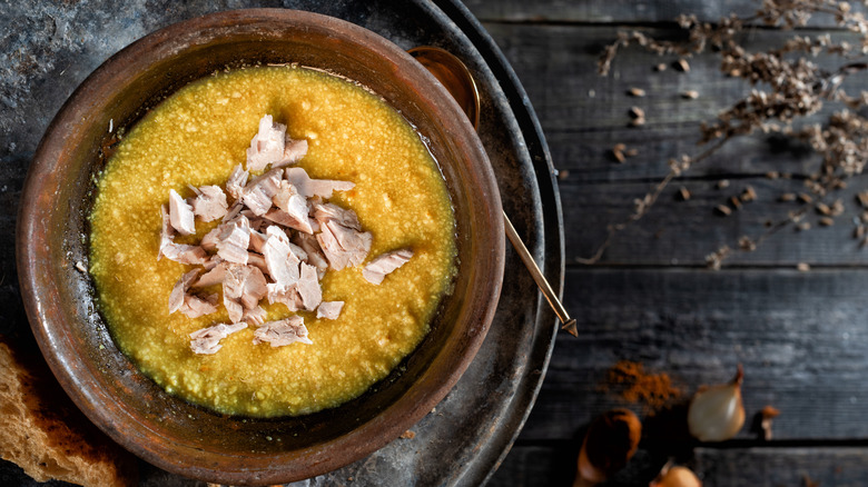 Medieval pork and saffron gruel