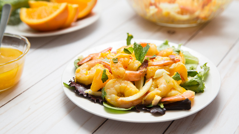 saffron shrimp salad on dish