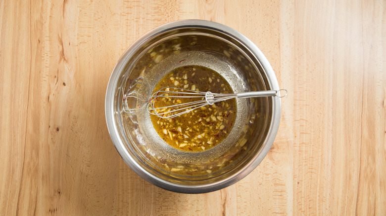 shrimp marinade in mixing bowl 