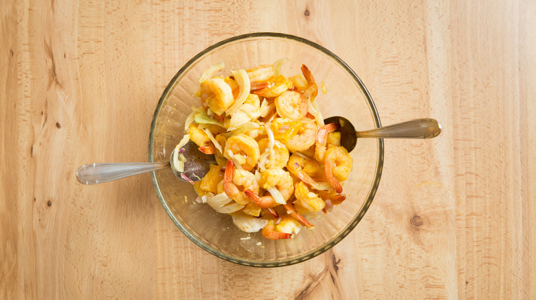 shrimp and vegetables in bowl