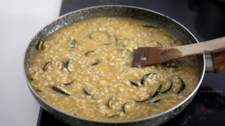 risotto cooking in pan