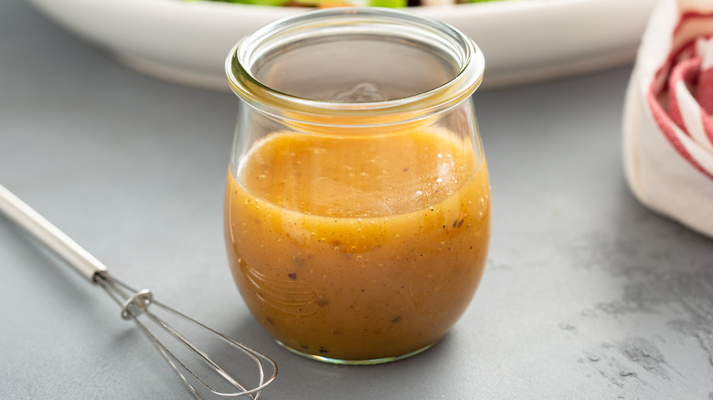 Jar of salad dressing