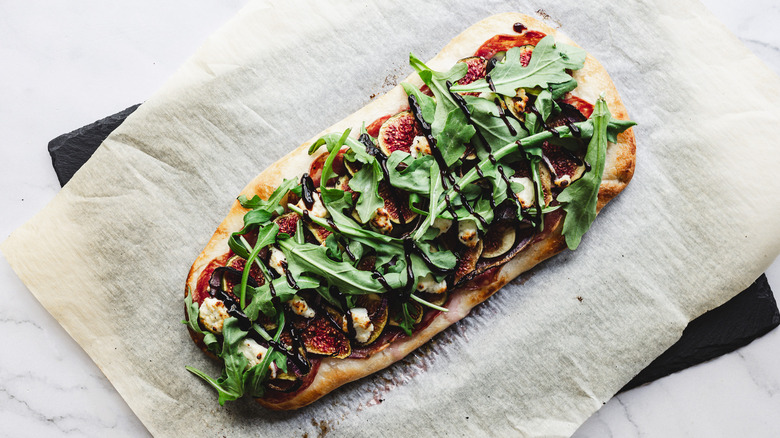 flatbread on parchment paper