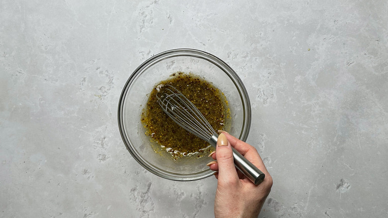 whisking glaze in bowl