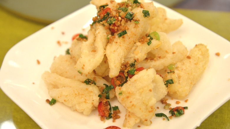 salt and pepper squid on a white plate