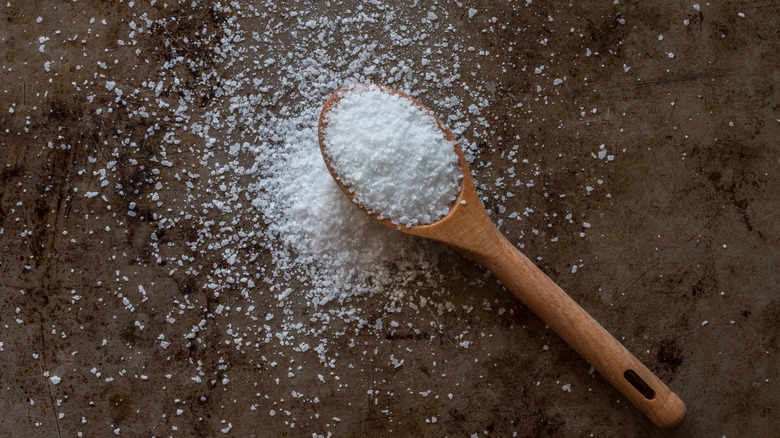 Kosher salt on a teaspoon