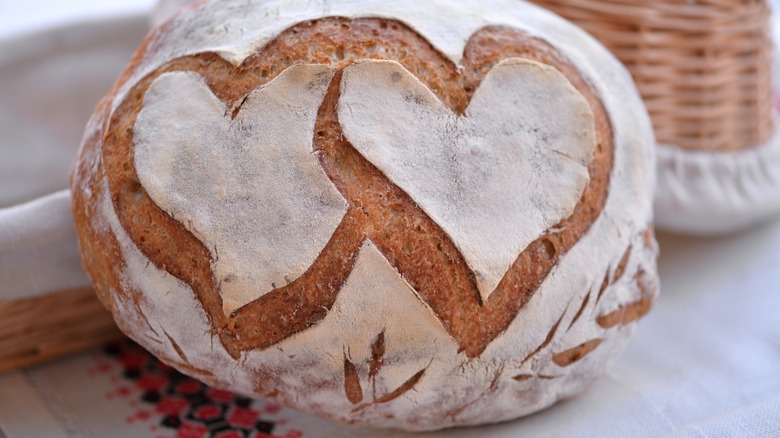 hearts scored into bread