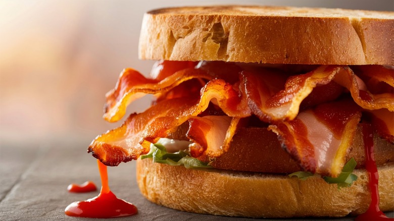 Close-up of a BLT sandwich