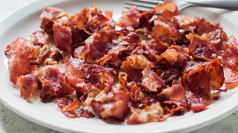 Close-up of crispy fried bacon