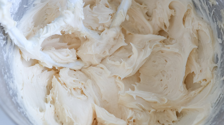 salted caramel frosting in bowl