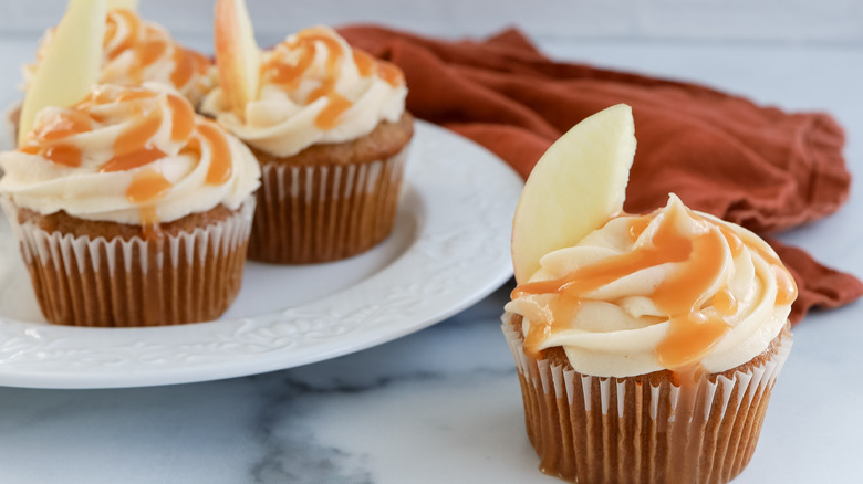 apple caramel cupcakes on plate