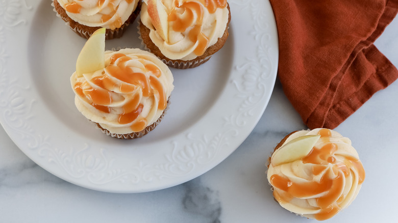 apple caramel cupcakes on plate