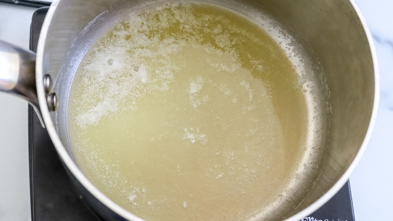 melted butter in pot