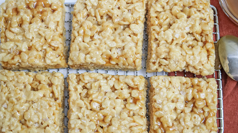 sliced rice krispie squares