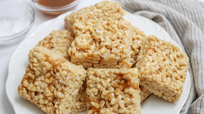 rice krispie treats on a plate