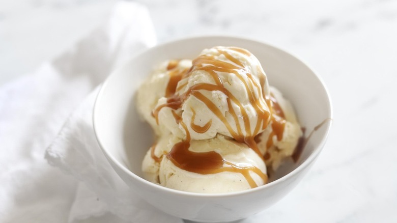 caramel sauce on ice cream