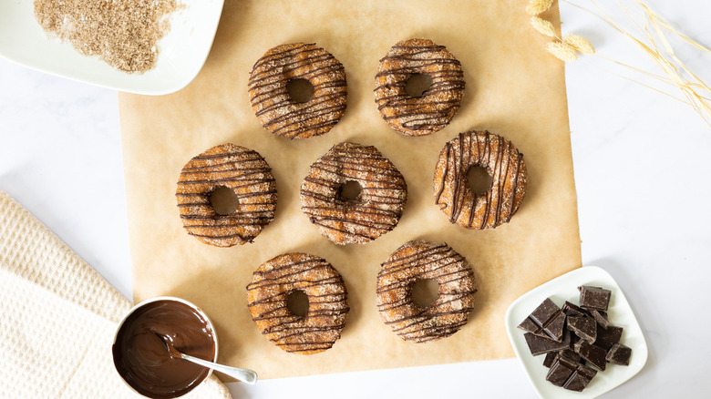 cronuts drizzled with chocolate
