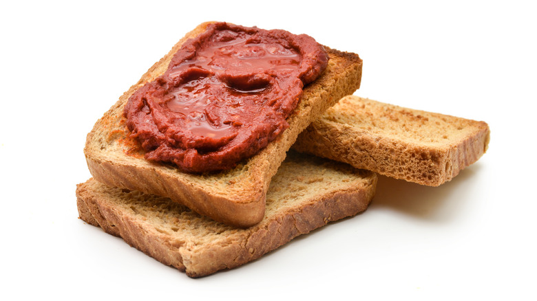 Toast with sambal chili paste 