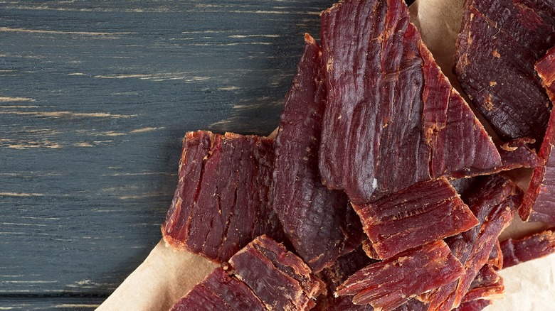 Beef jerky closeup