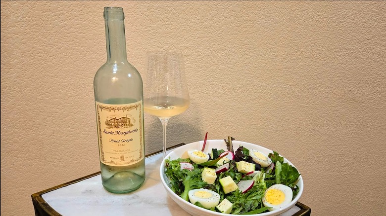 Santa Margherita Pinot Grigio, salad