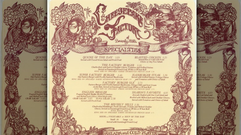 Original Cheesecake Factory menu