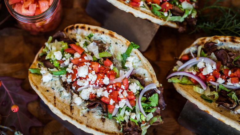 Flatbreads with feta and other ingredients