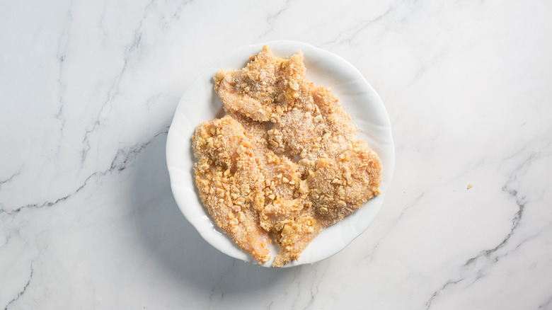 Breaded chicken on plate