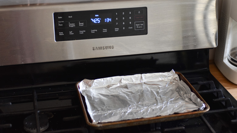 baking sheet lined with foil