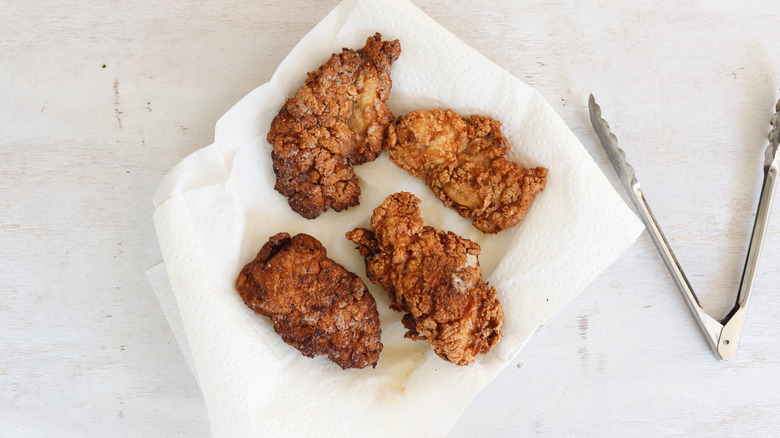 fried chicken on paper towel