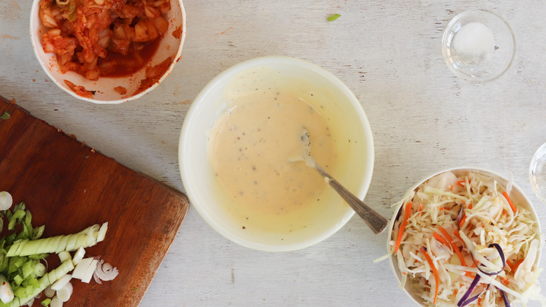 mayo slaw sauce in bowl