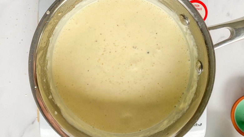 garlic cream sauce in pot