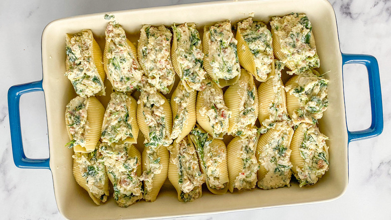 shells stuffed with spinach sausage