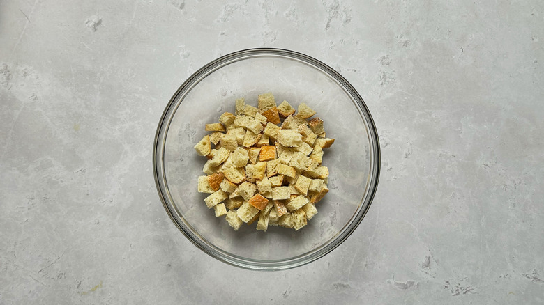 bread cubes in bowl