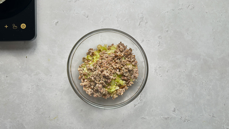 stuffing mixture in a bowl