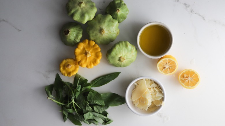 Ingredients for sautéed pattypan squash