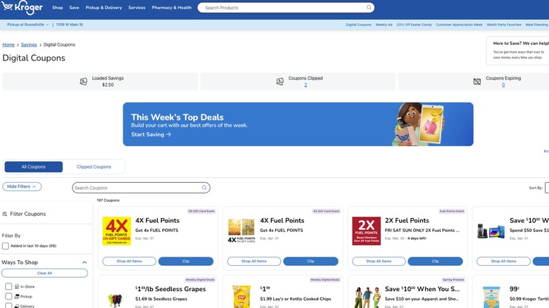Kroger's Digital Coupons website