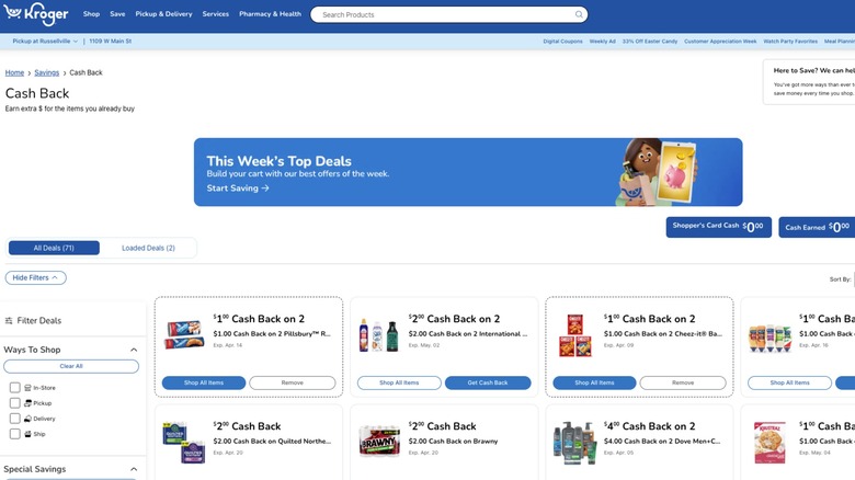 Kroger Cash Back page