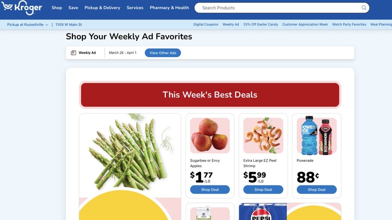 Kroger Shop Your Weekly Ad Favorites page