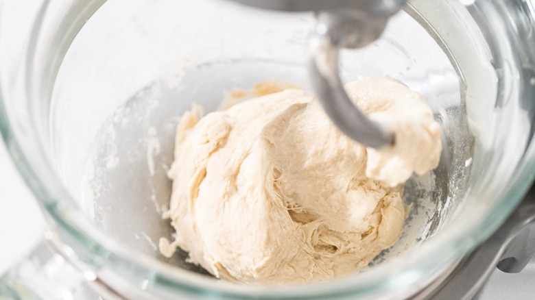 Mixing bread dough 