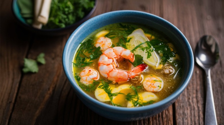 Tom Yum soup close-up