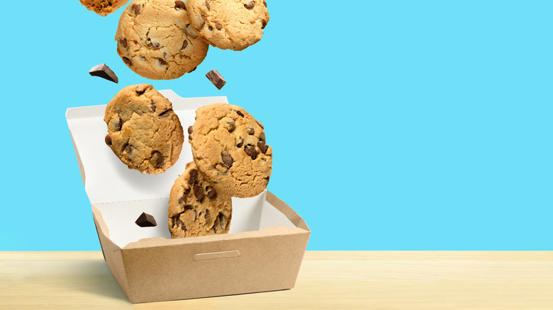 Cookies in brown take-out box 